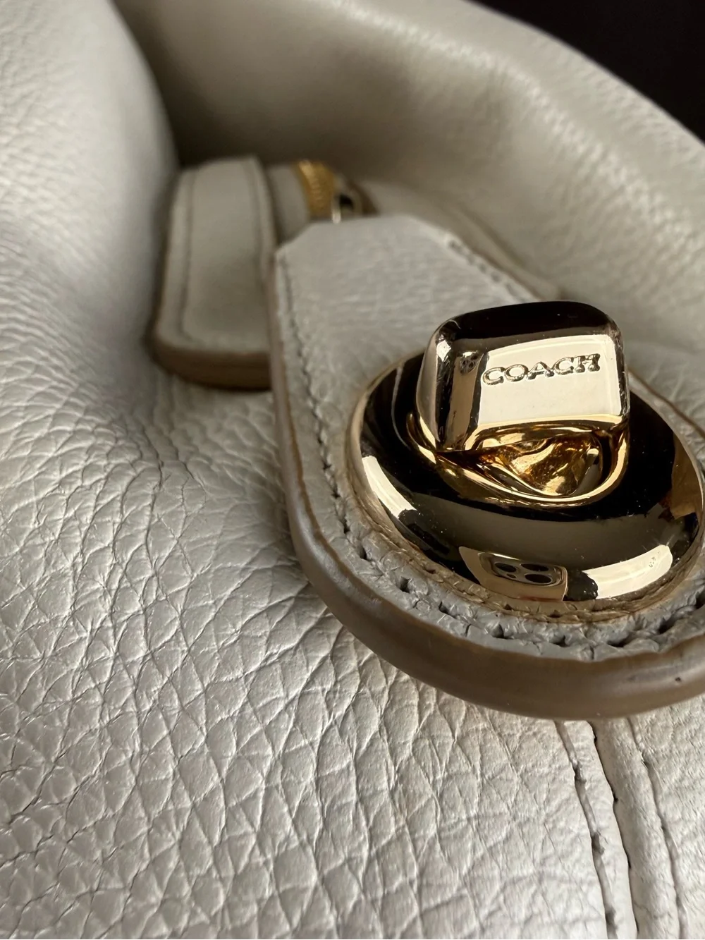 Coach Cream Leather Studded Shoulder Tote